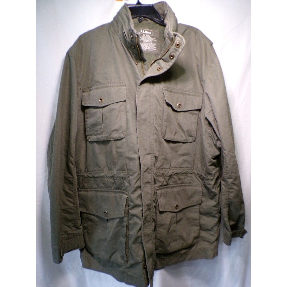 L.L.Bean Men's XL Regular Utility Field Jacket Olive Gray Military 4 Pocket
